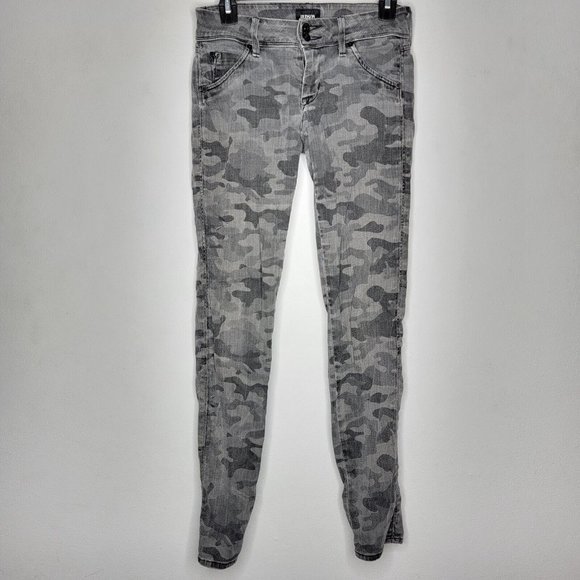 Hudson USA 25 Gray‎ Camo Zip Button Casual Collin Flap Skinny Women's Jeans - Picture 2 of 6